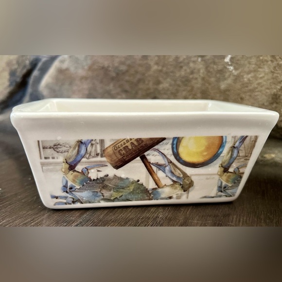 Nantucket Ceramic Blue Crab Mini Loaf Bread Baking Pan, Set of 2 - Picture 2 of 8